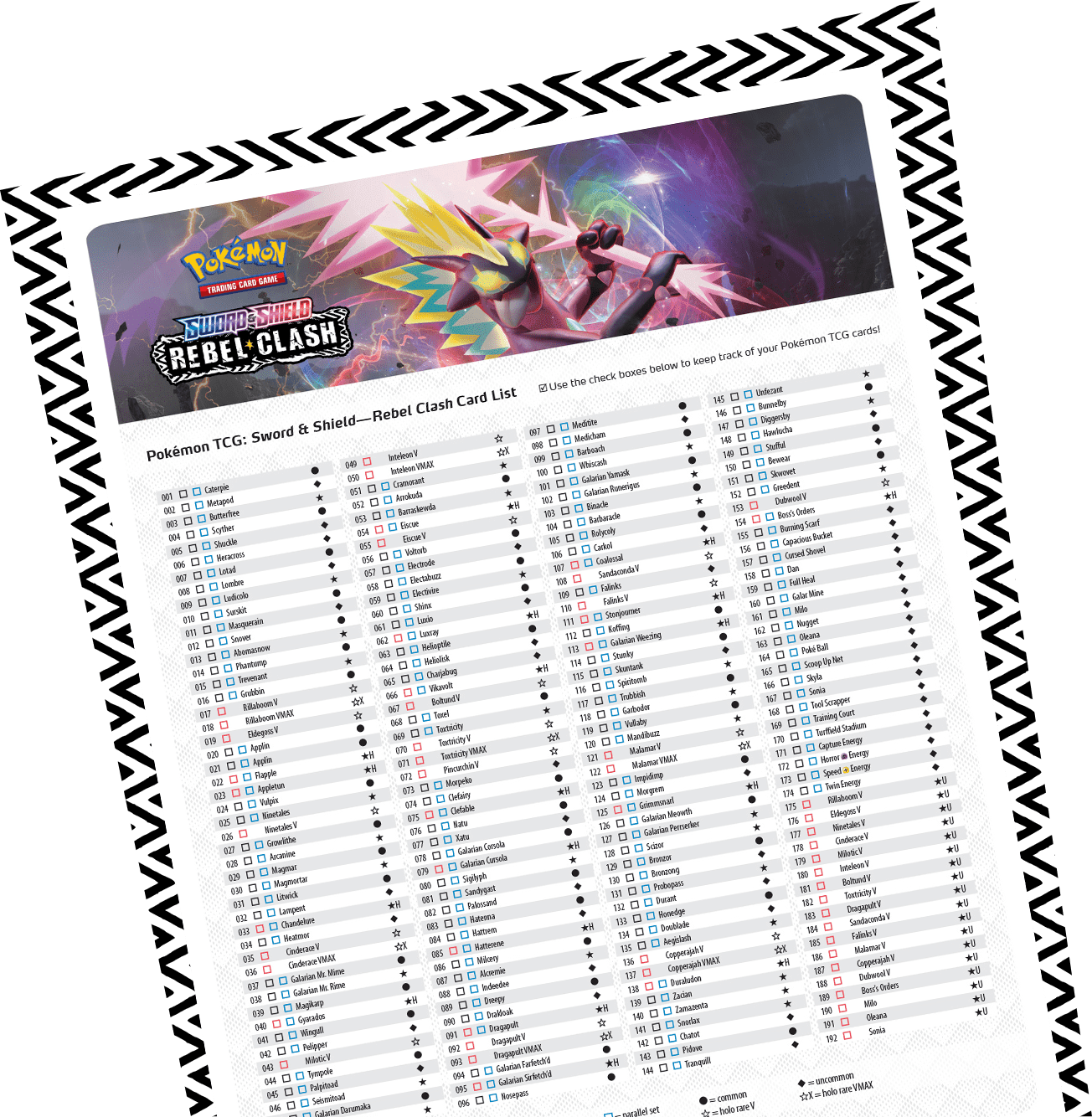 Pokemon Sword Shield Checklist Printable