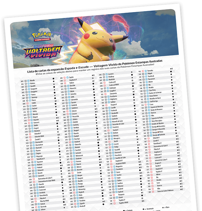 Informação sobre a probabilidade de recebimento de cartas do Pokémon  Estampas Ilustradas Live