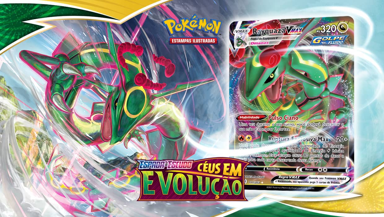 Pacote Cartas Pokémon Booster 6 Cartas Espada Escudo Céus em Evolução