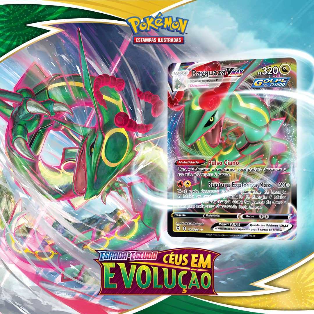 Pacote Cartas Pokémon Booster 6 Cartas Espada Escudo Céus em Evolução